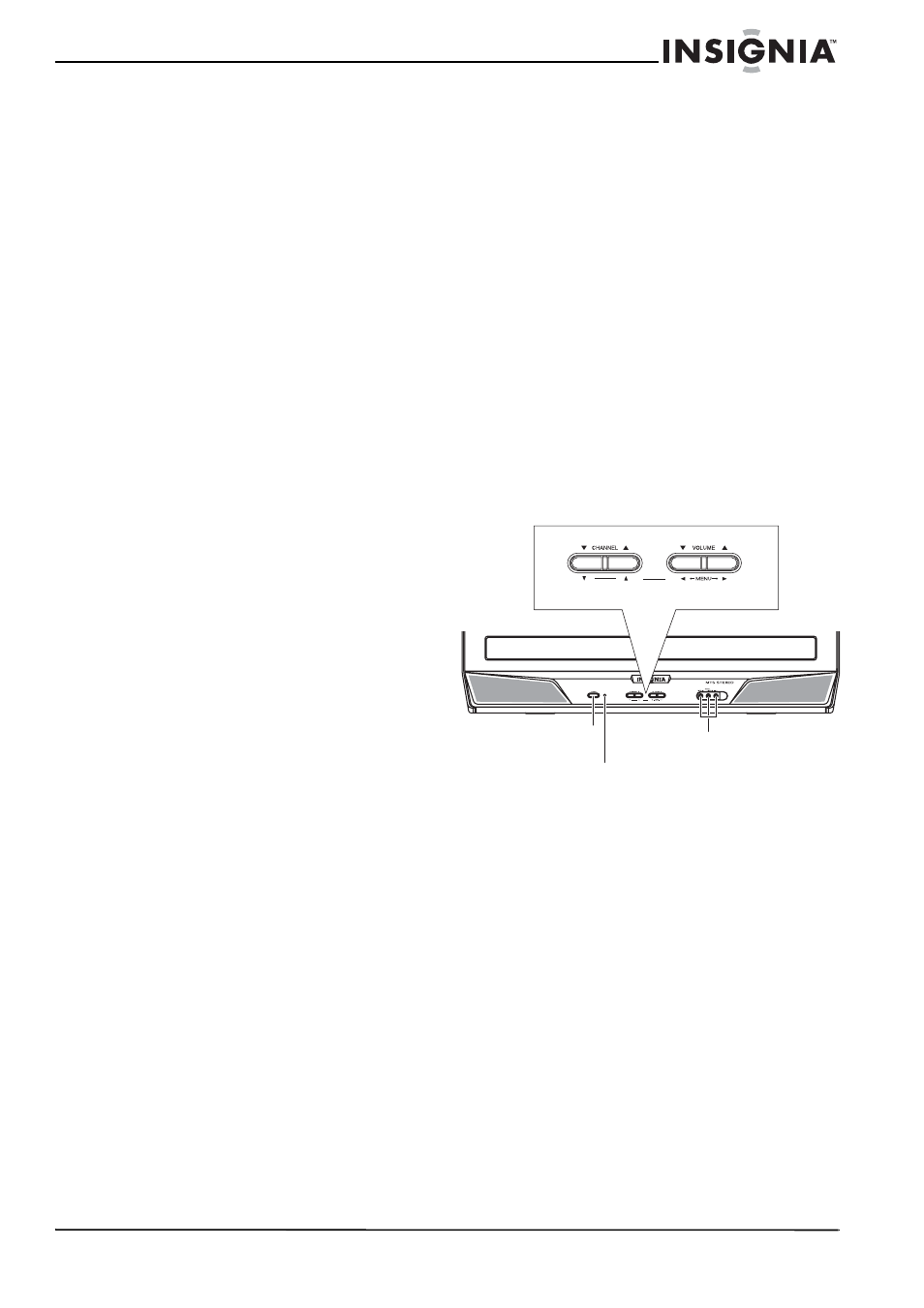 Nota para el instalador del sistema de televisión, Características, Partes y funciones | Frente | Insignia NS-RTV32 User Manual | Page 48 / 70