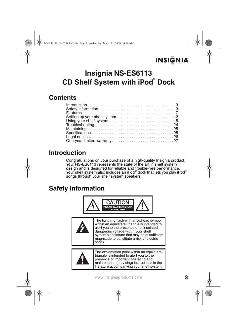 Insignia NS-ES6113 User Manual | Page 3 / 32