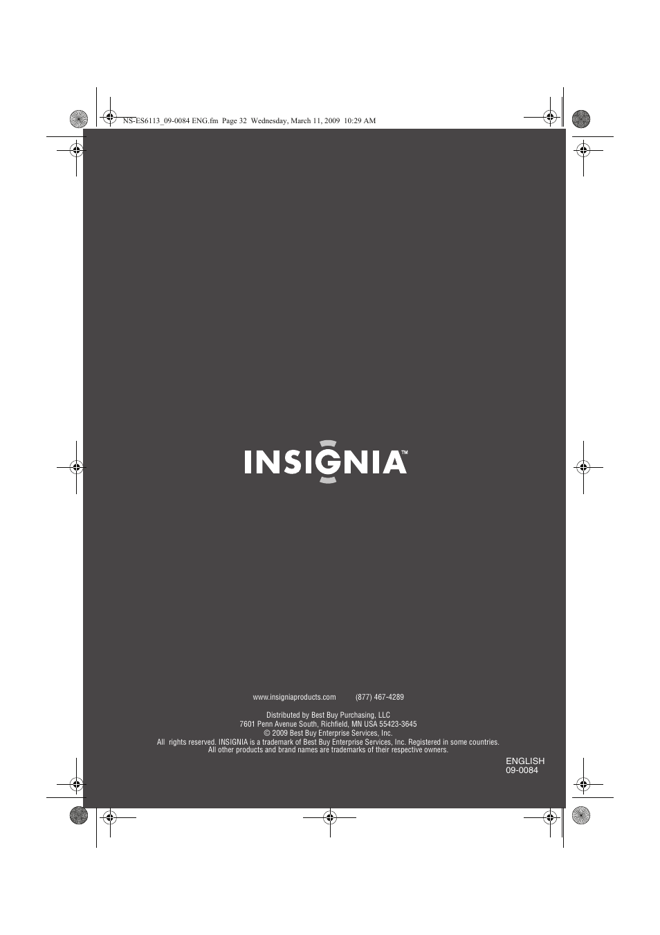 Insignia NS-ES6113 User Manual | Page 32 / 32