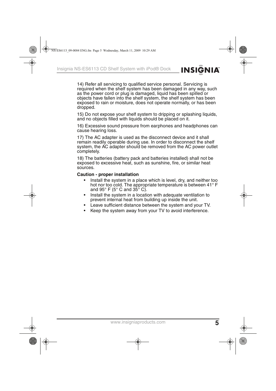 Insignia NS-ES6113 User Manual | Page 5 / 32