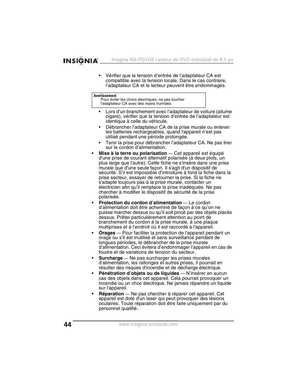 Insignia NS-PDVD8 User Manual | Page 46 / 134