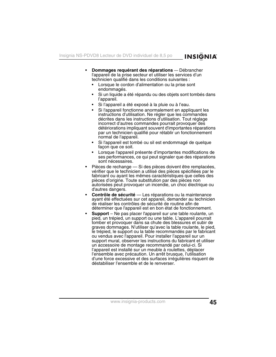 Insignia NS-PDVD8 User Manual | Page 47 / 134