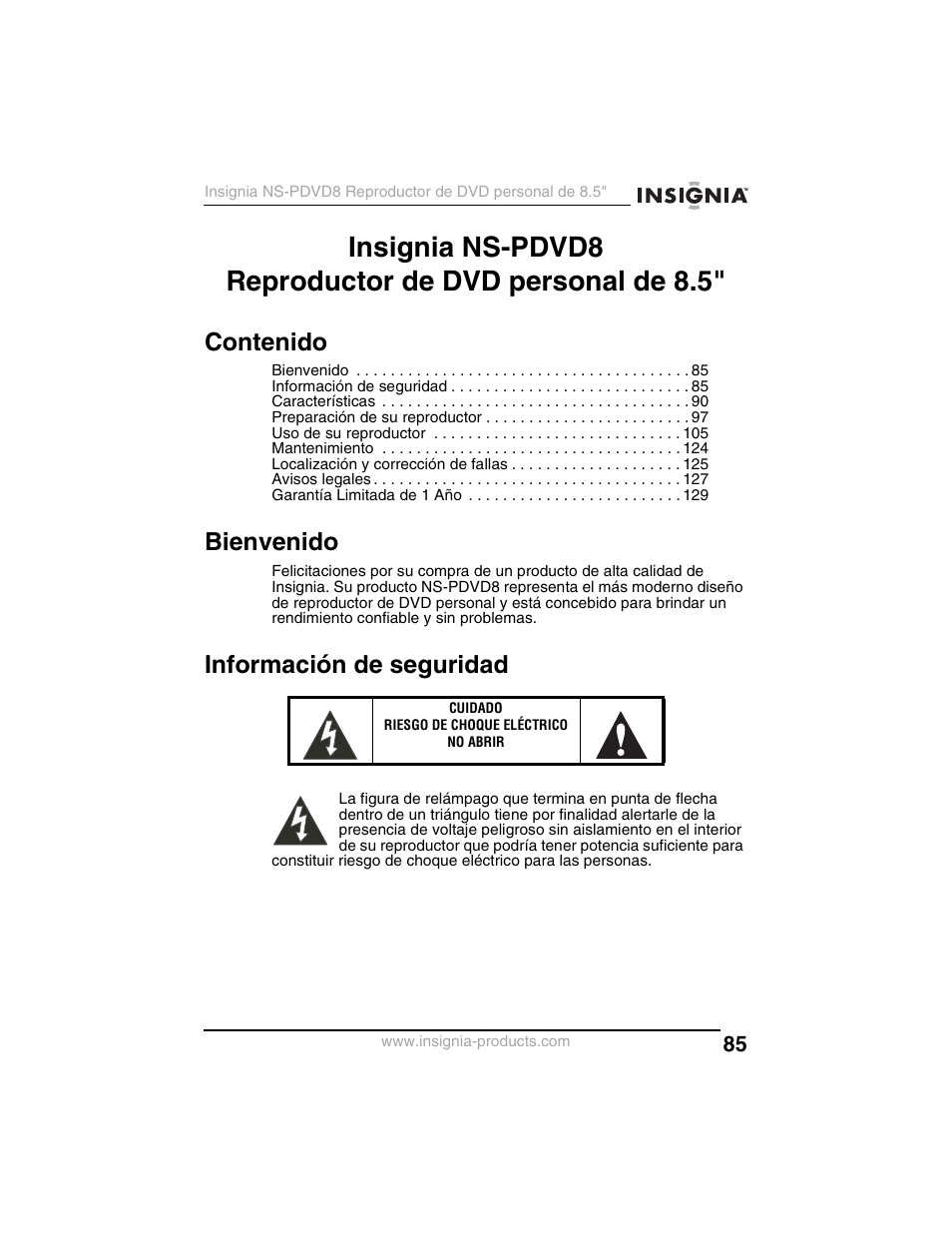 Insignia NS-PDVD8 User Manual | Page 87 / 134
