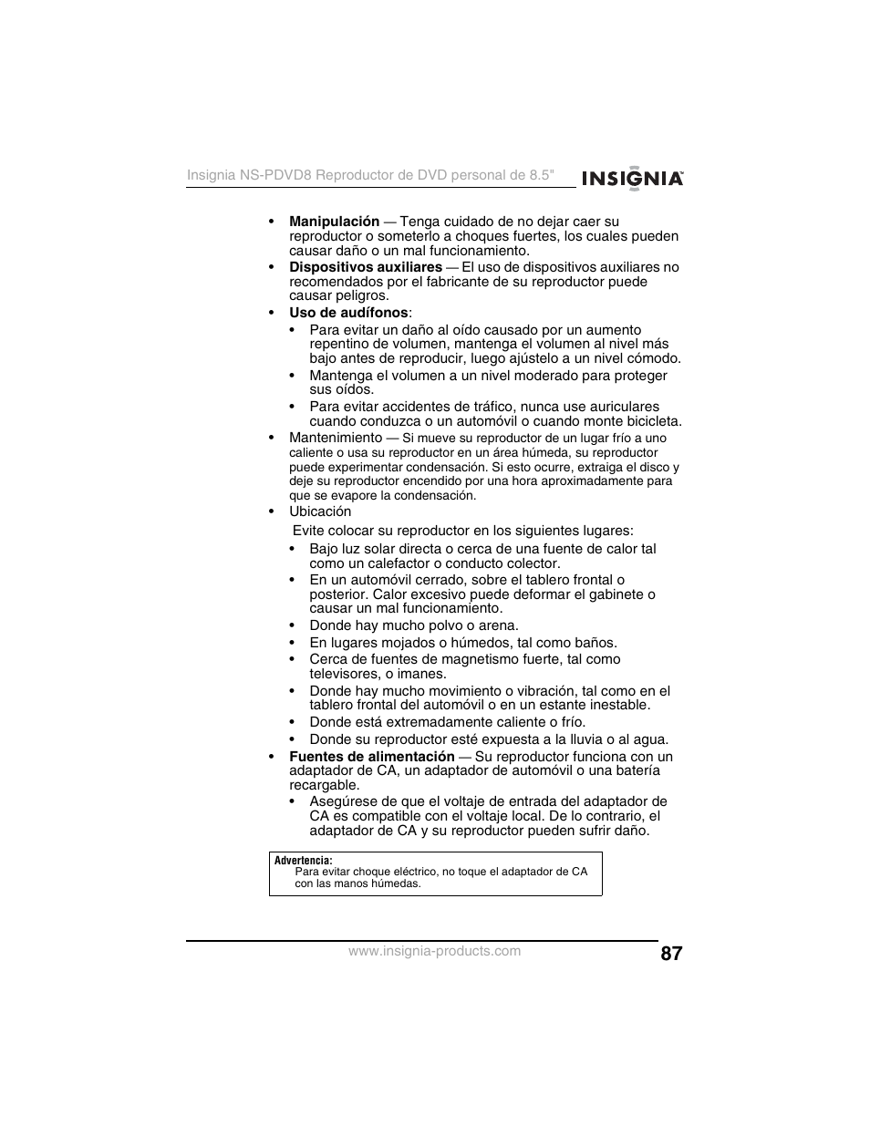 Insignia NS-PDVD8 User Manual | Page 89 / 134
