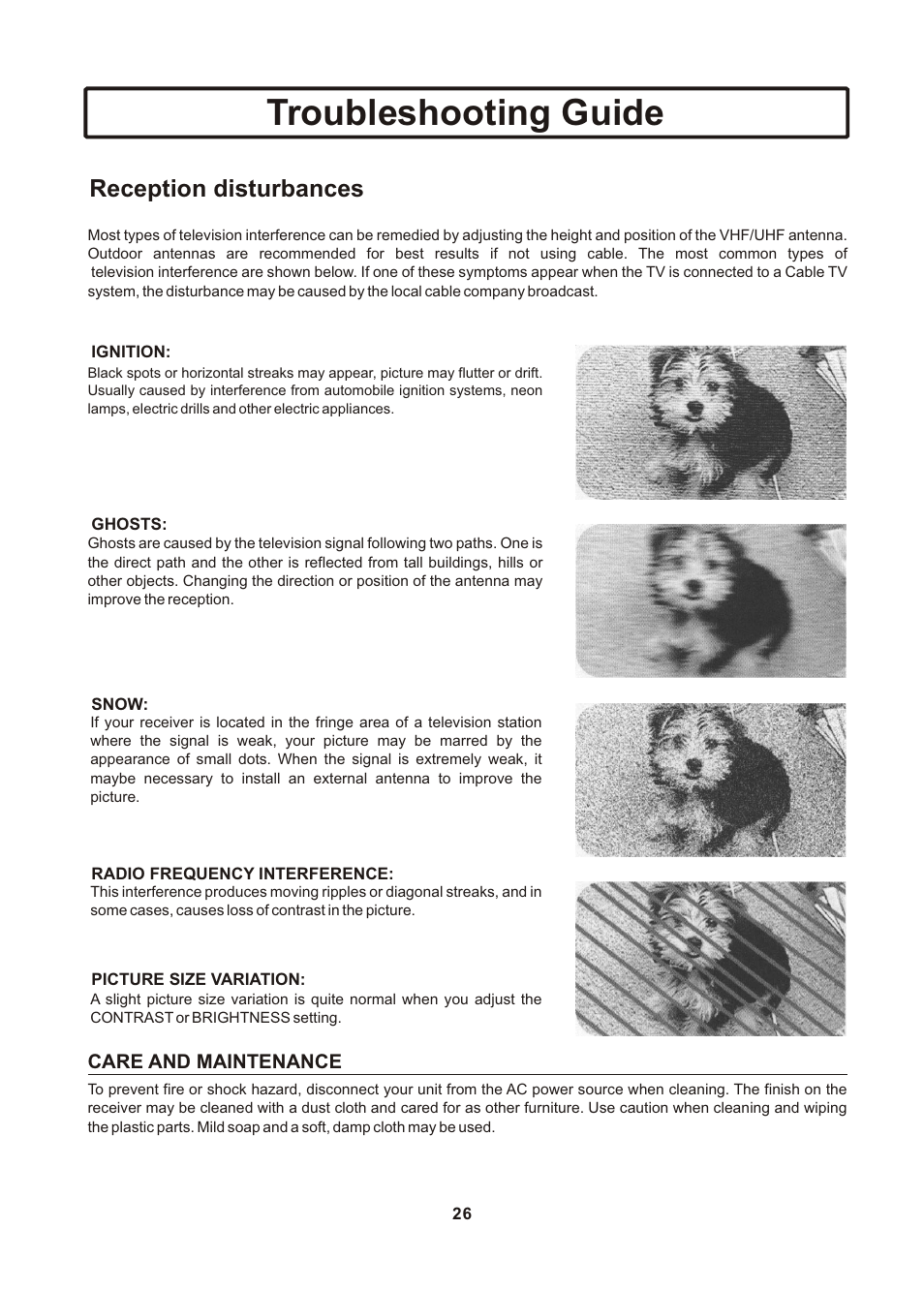 页面 27, Troubleshooting guide, Reception disturbances | Insignia IS-TV040922 User Manual | Page 27 / 29