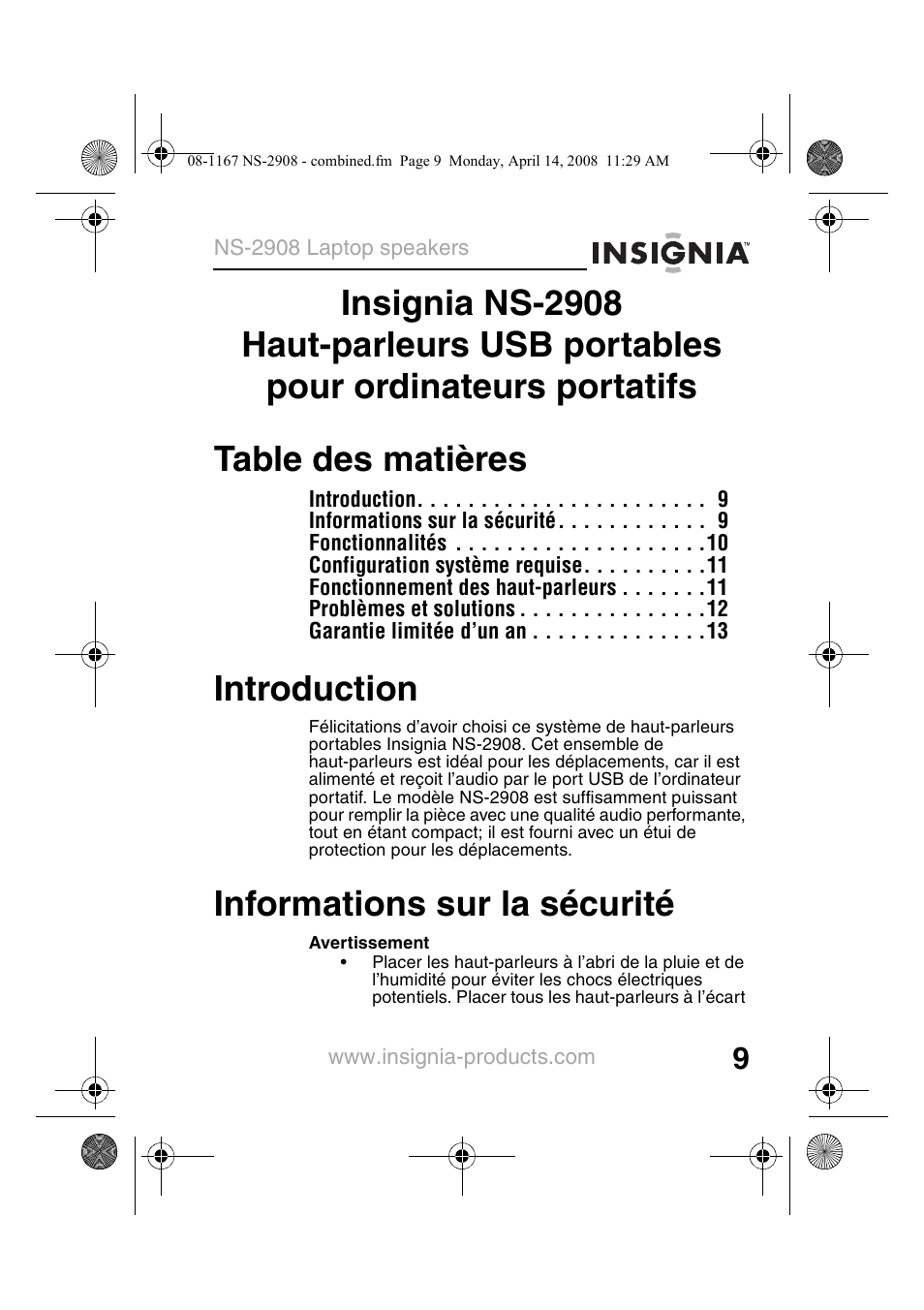 Insignia NS-2908 User Manual | Page 11 / 28