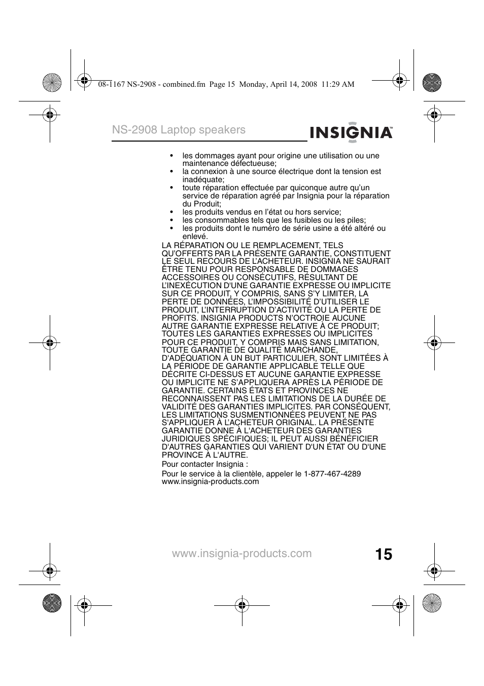 Ns-2908 laptop speakers | Insignia NS-2908 User Manual | Page 17 / 28