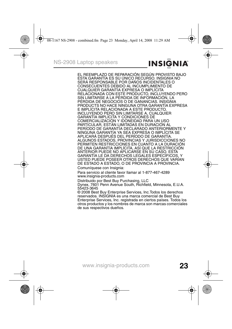 Insignia NS-2908 User Manual | Page 25 / 28