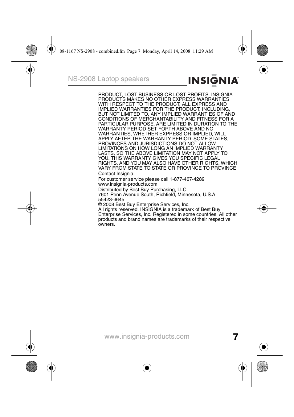 Insignia NS-2908 User Manual | Page 9 / 28