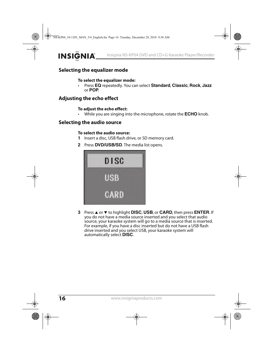 Insignia NS-KP04 User Manual | Page 16 / 40