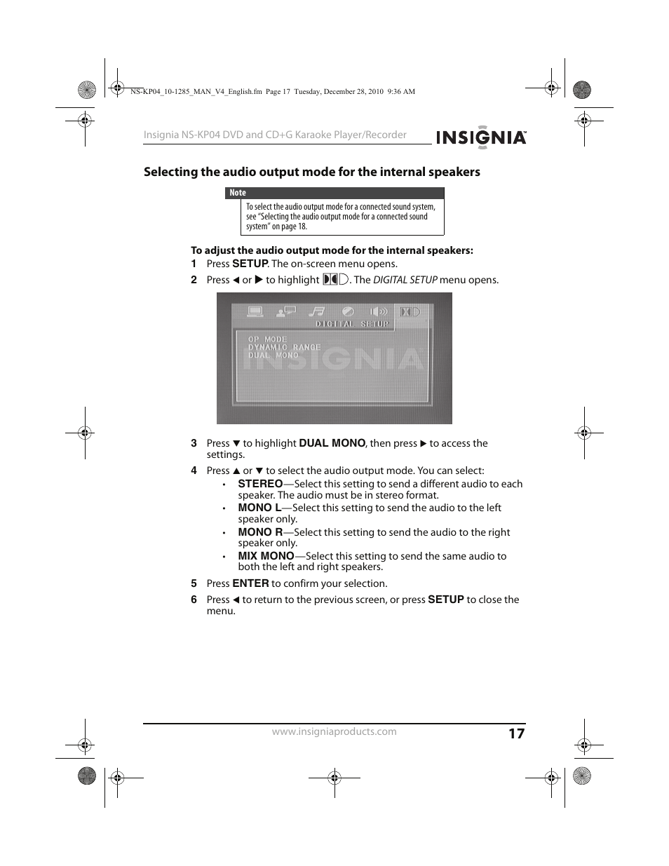 Insignia NS-KP04 User Manual | Page 17 / 40