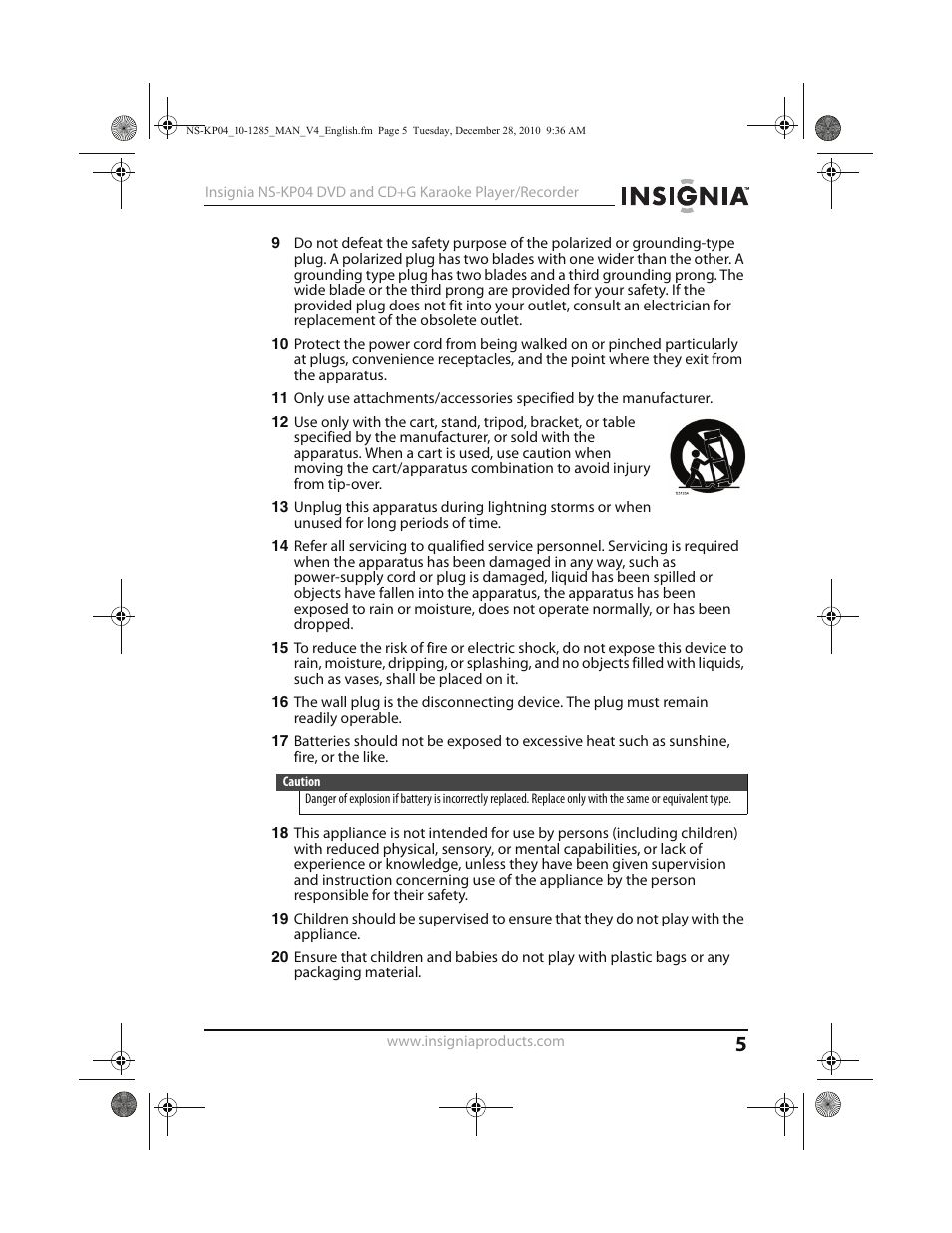 Insignia NS-KP04 User Manual | Page 5 / 40