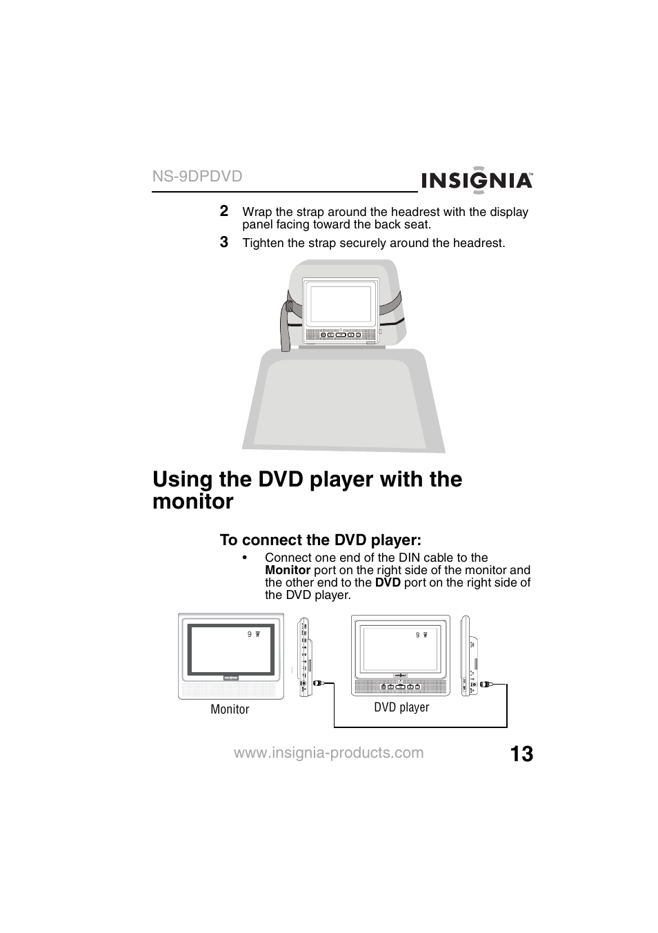 Using the dvd player with the monitor | Insignia NS-9DPDVD User Manual | Page 15 / 100