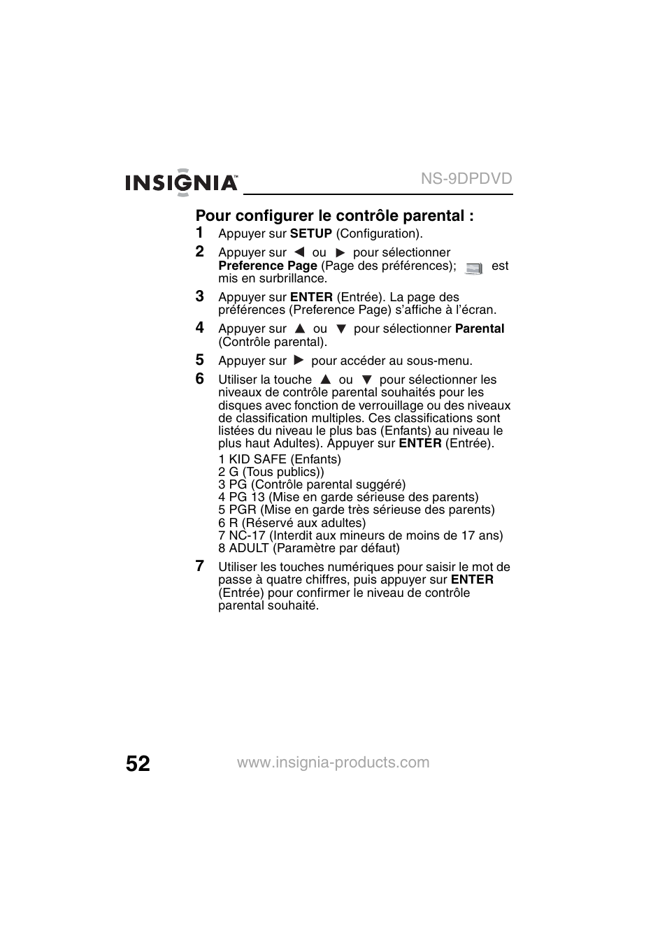 Insignia NS-9DPDVD User Manual | Page 54 / 100