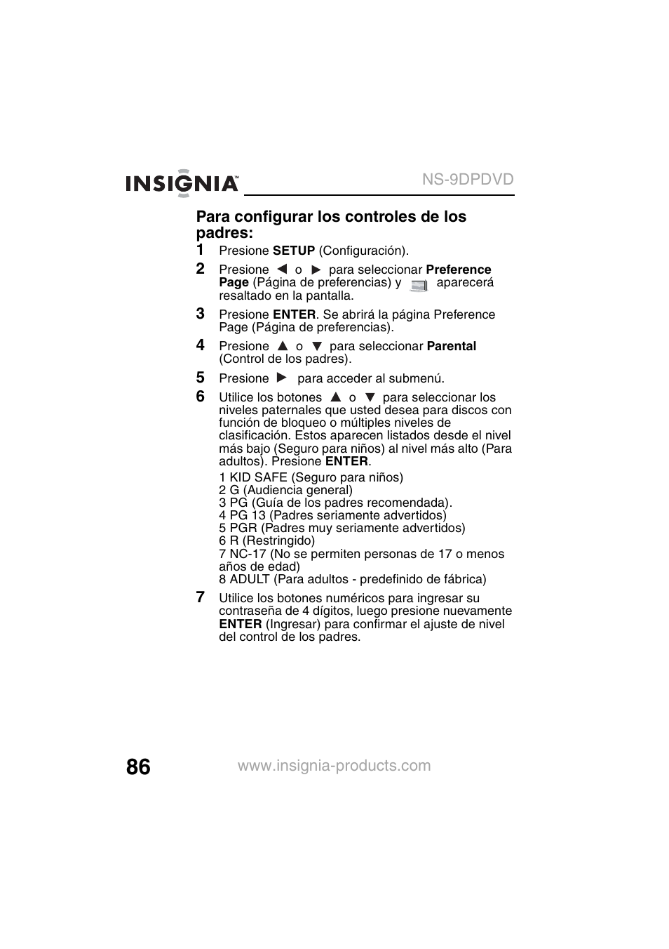 Insignia NS-9DPDVD User Manual | Page 88 / 100