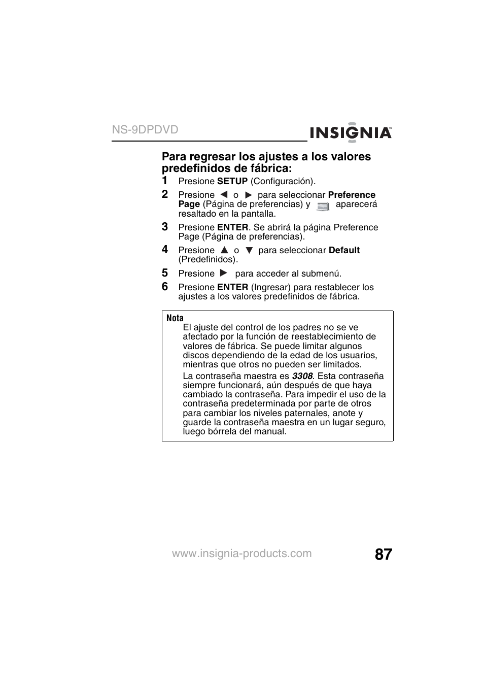 Insignia NS-9DPDVD User Manual | Page 89 / 100