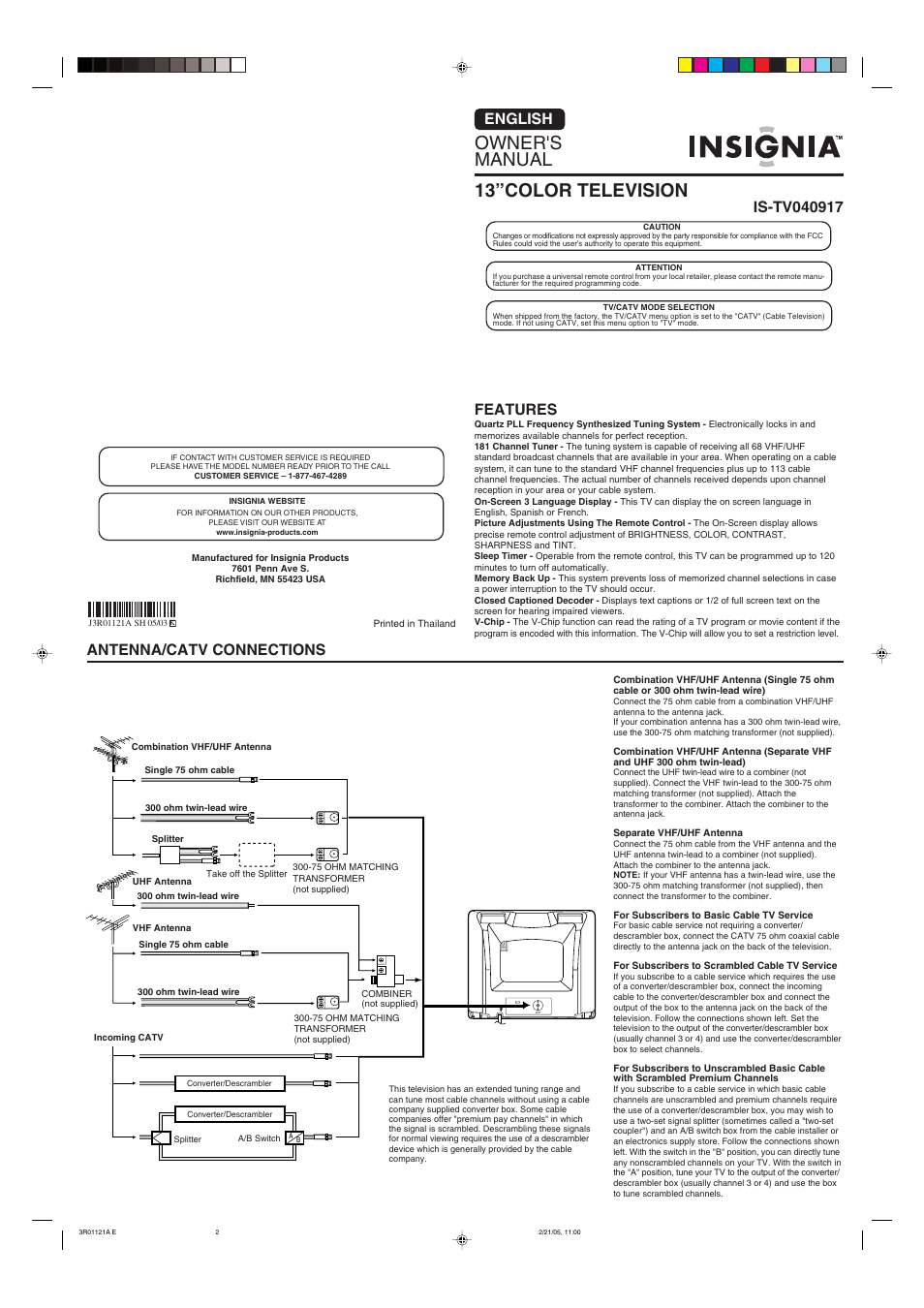 Insignia IS-TV040917 User Manual | 12 pages