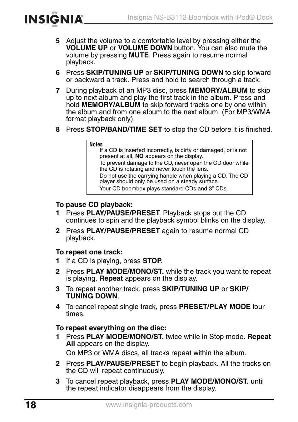 Insignia NS-B3113 User Manual | Page 18 / 84