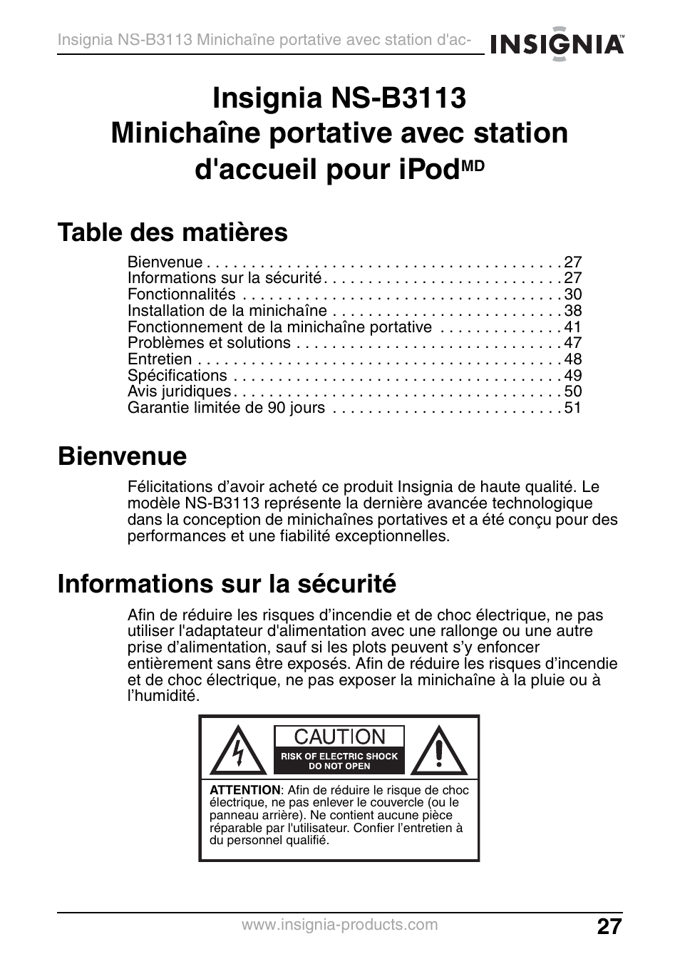 Insignia NS-B3113 User Manual | Page 27 / 84