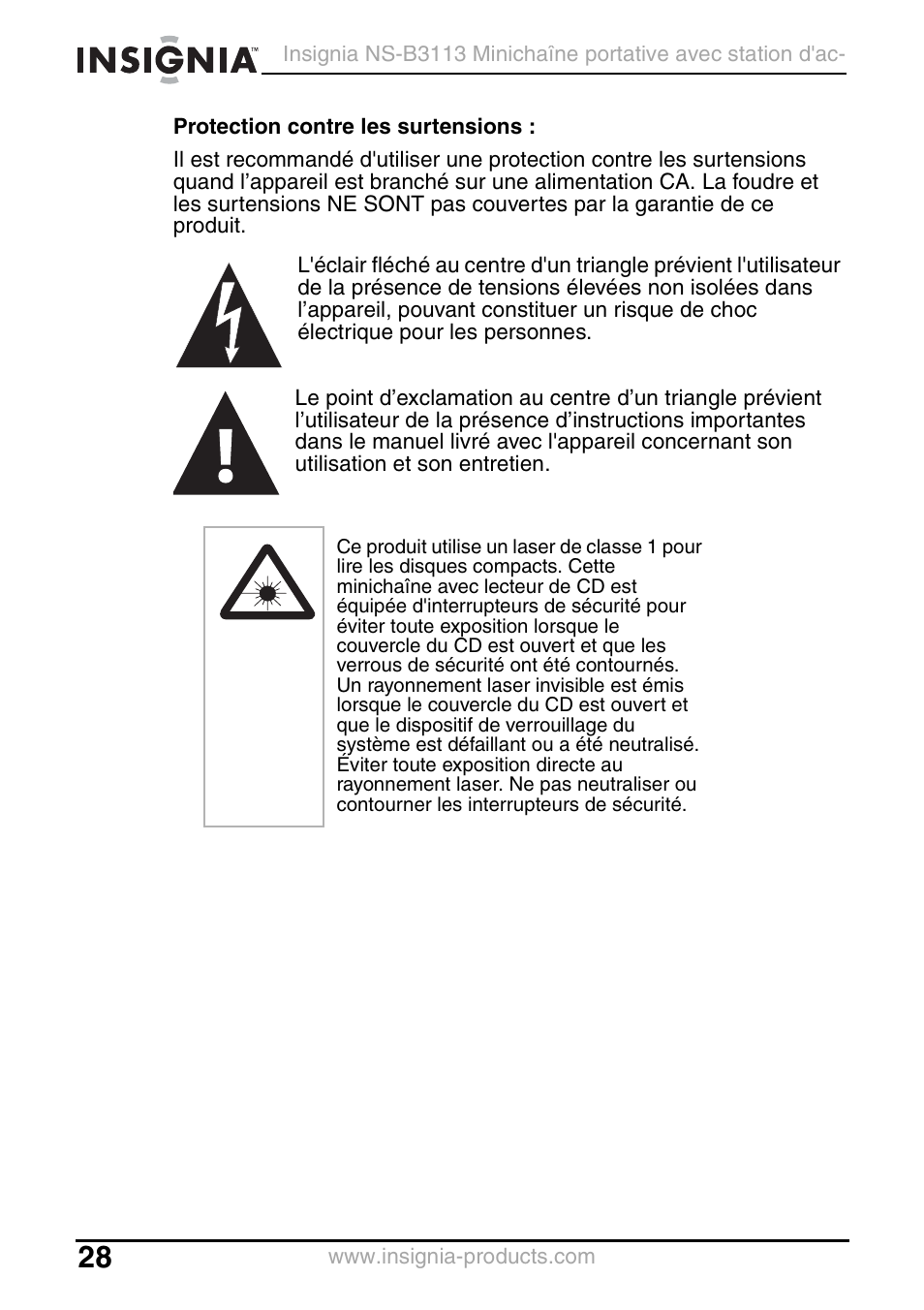 Insignia NS-B3113 User Manual | Page 28 / 84