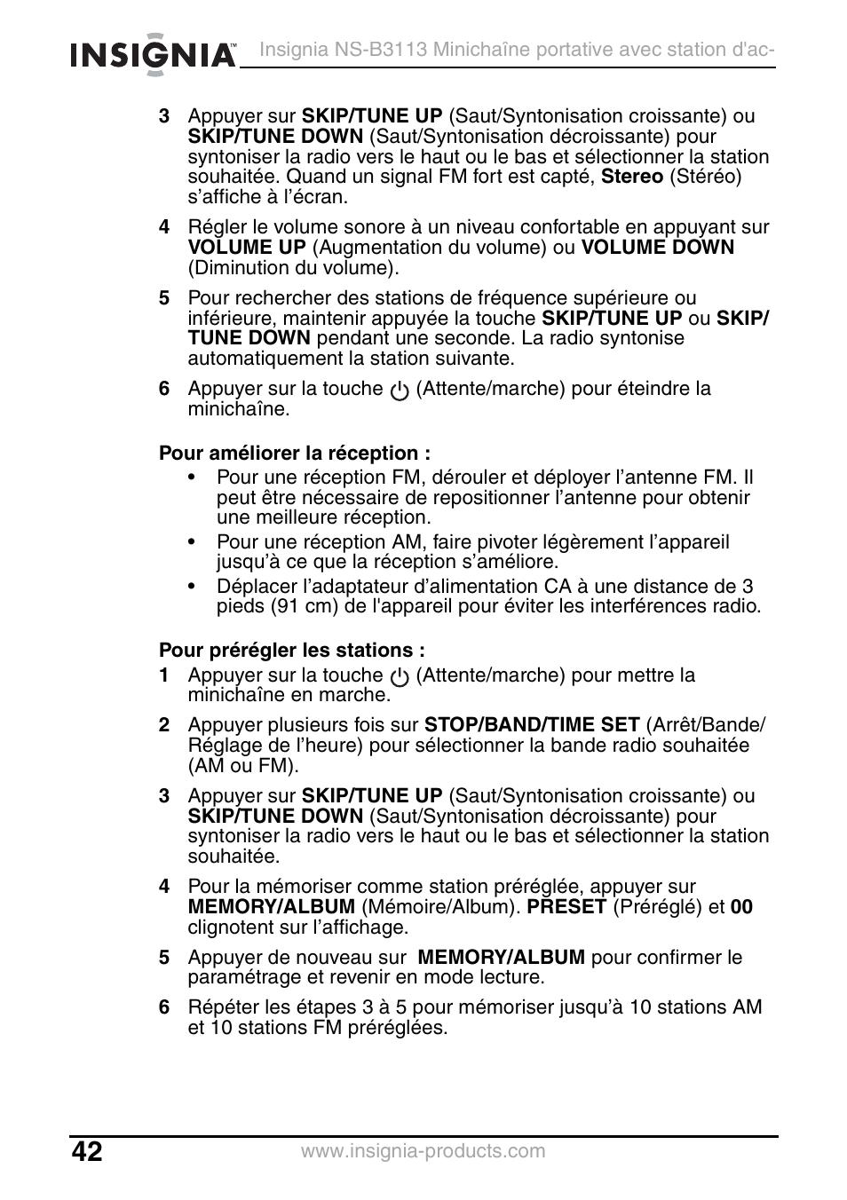 Insignia NS-B3113 User Manual | Page 42 / 84