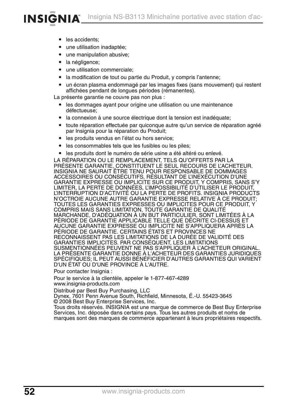 Insignia NS-B3113 User Manual | Page 52 / 84