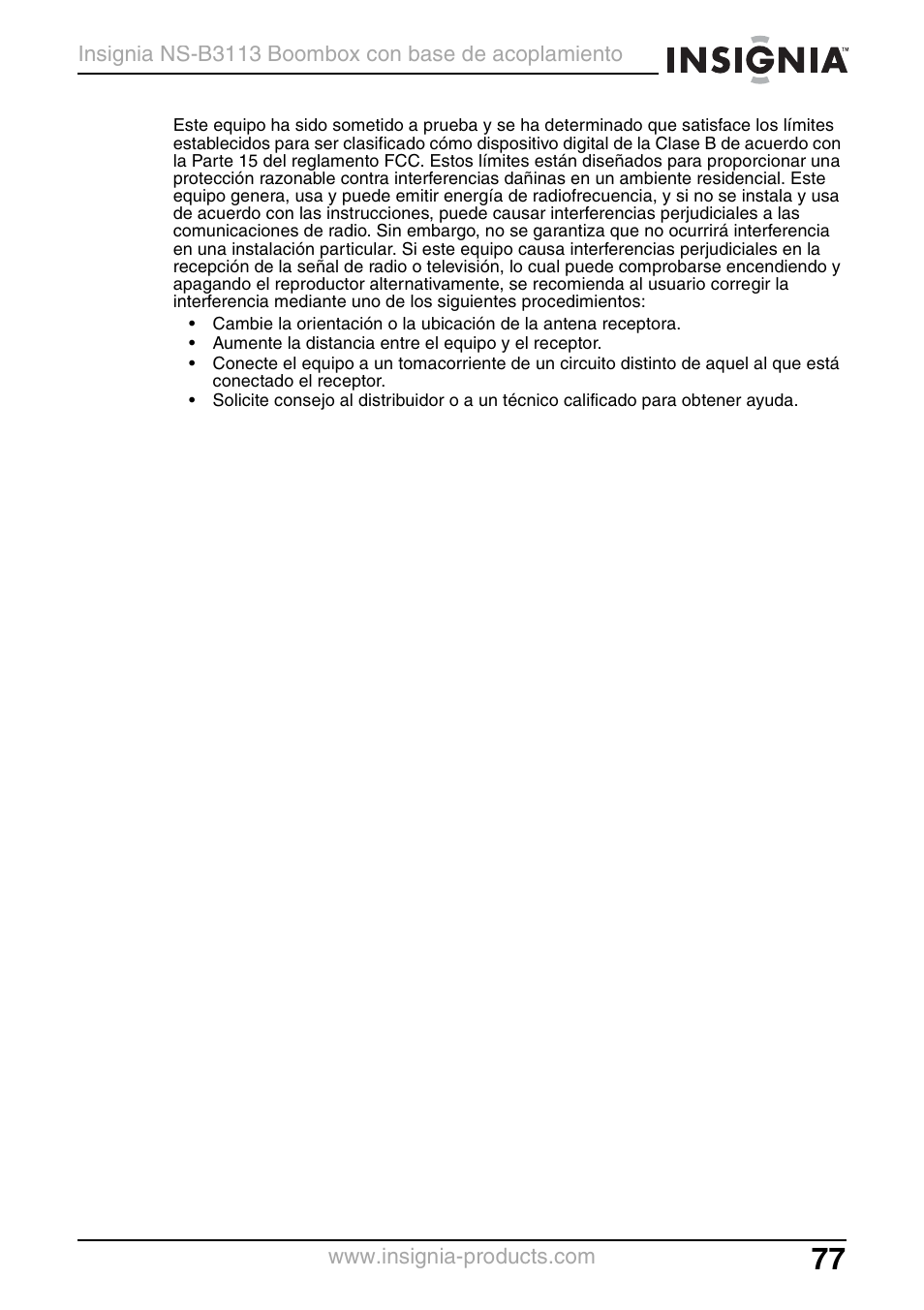 Insignia NS-B3113 User Manual | Page 77 / 84