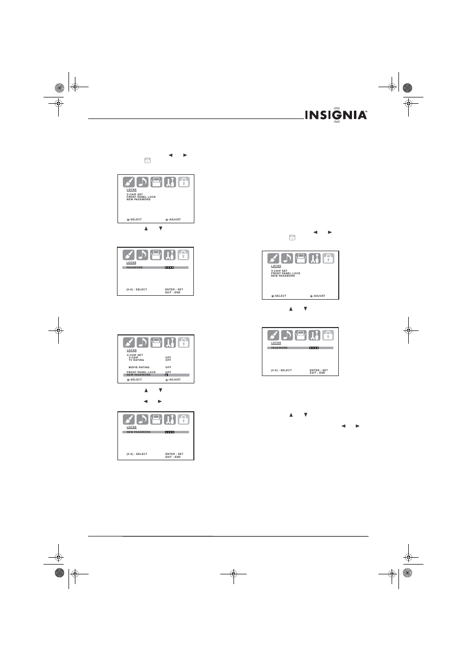 Verrouillage du panneau avant, Étiquetage des canaux | Insignia NS-30HTV User Manual | Page 43 / 88