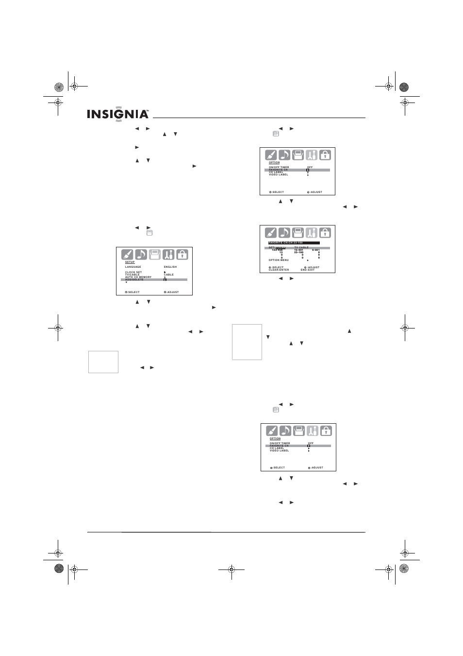Como establecer sus canales favoritos | Insignia NS-30HTV User Manual | Page 70 / 88