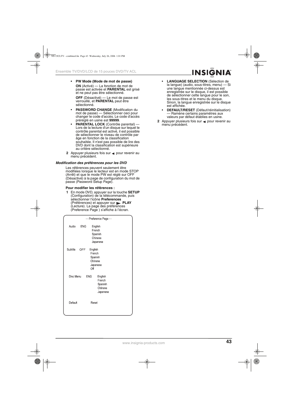 Insignia NS-15cltv User Manual | Page 42 / 69