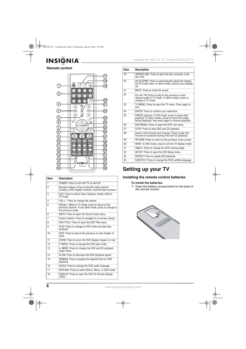 Setting up your tv | Insignia NS-15cltv User Manual | Page 5 / 69