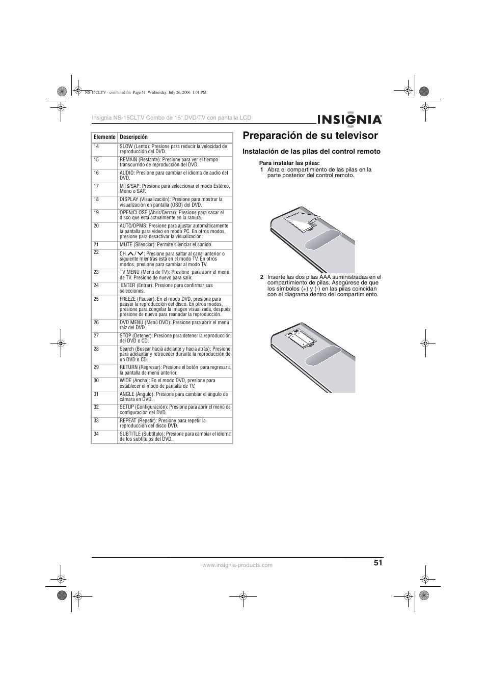 Preparación de su televisor | Insignia NS-15cltv User Manual | Page 50 / 69