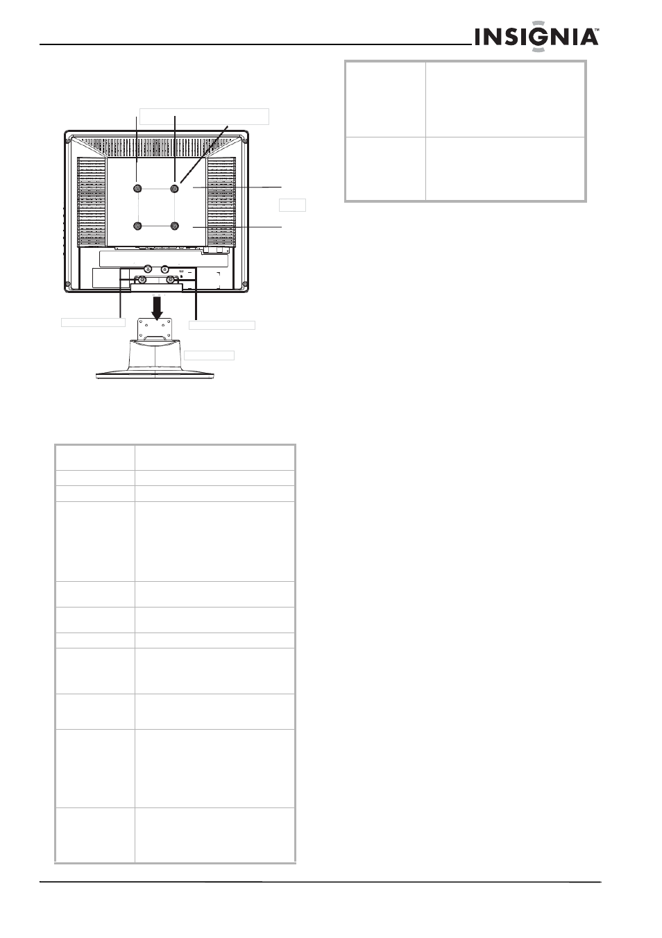 Especificaciones, Avisos legales, Fcc parte 15 | Modificaciones, Cables, Aviso canadiense, Avis canadien | Insignia NS-LCD15 User Manual | Page 45 / 50