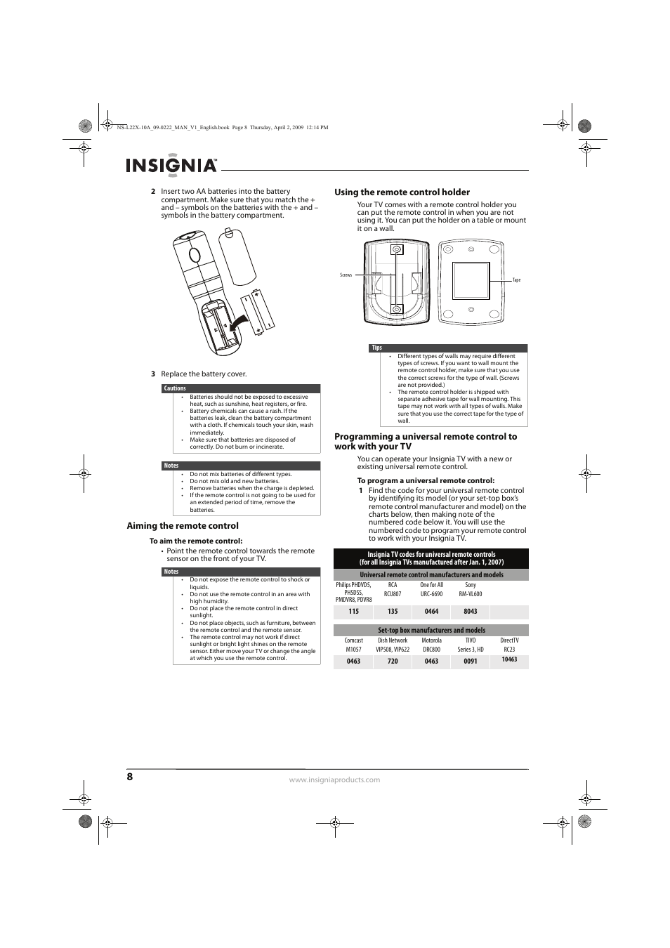 Insignia NS-L22X-10A User Manual | Page 12 / 60