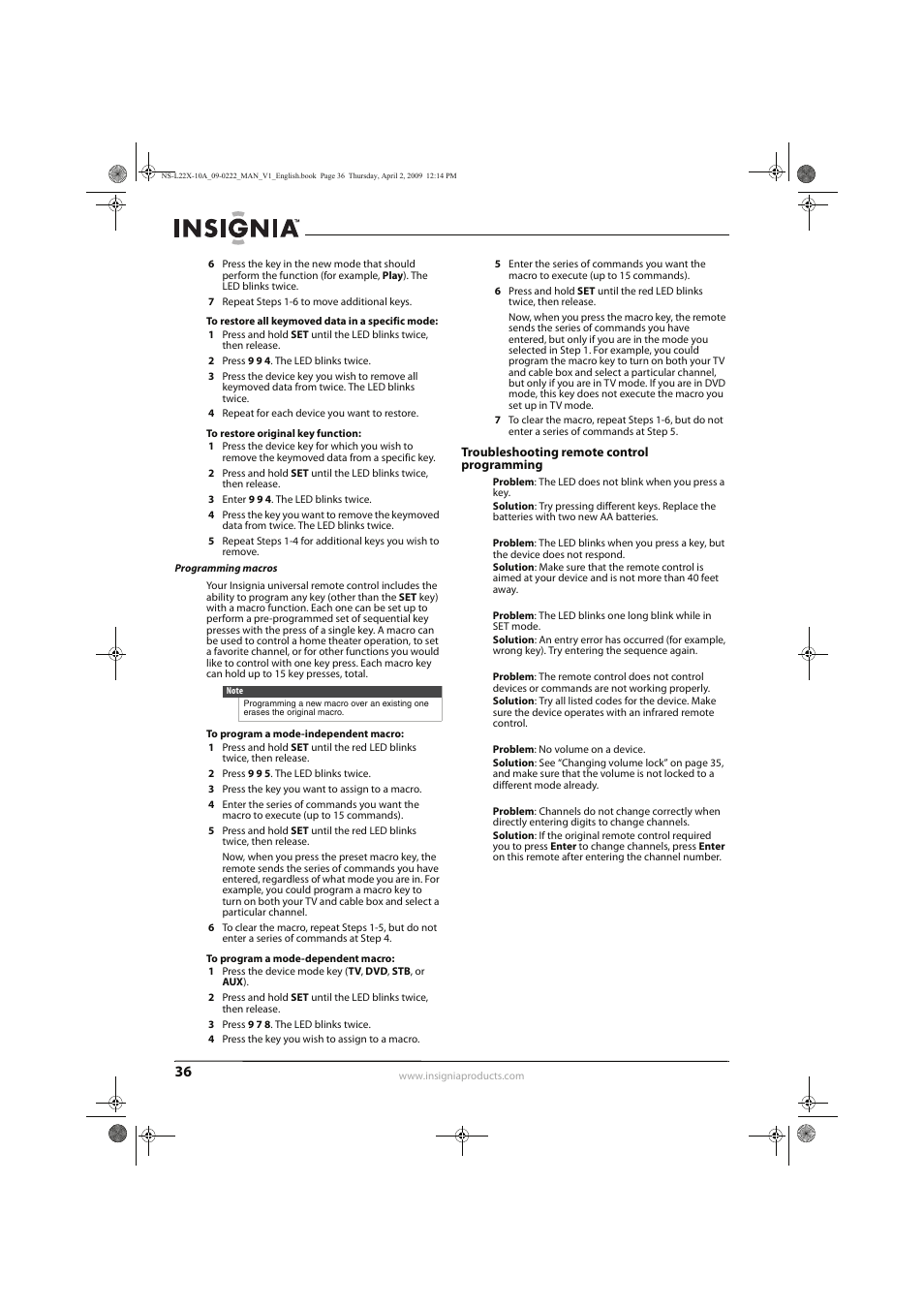 Insignia NS-L22X-10A User Manual | Page 40 / 60