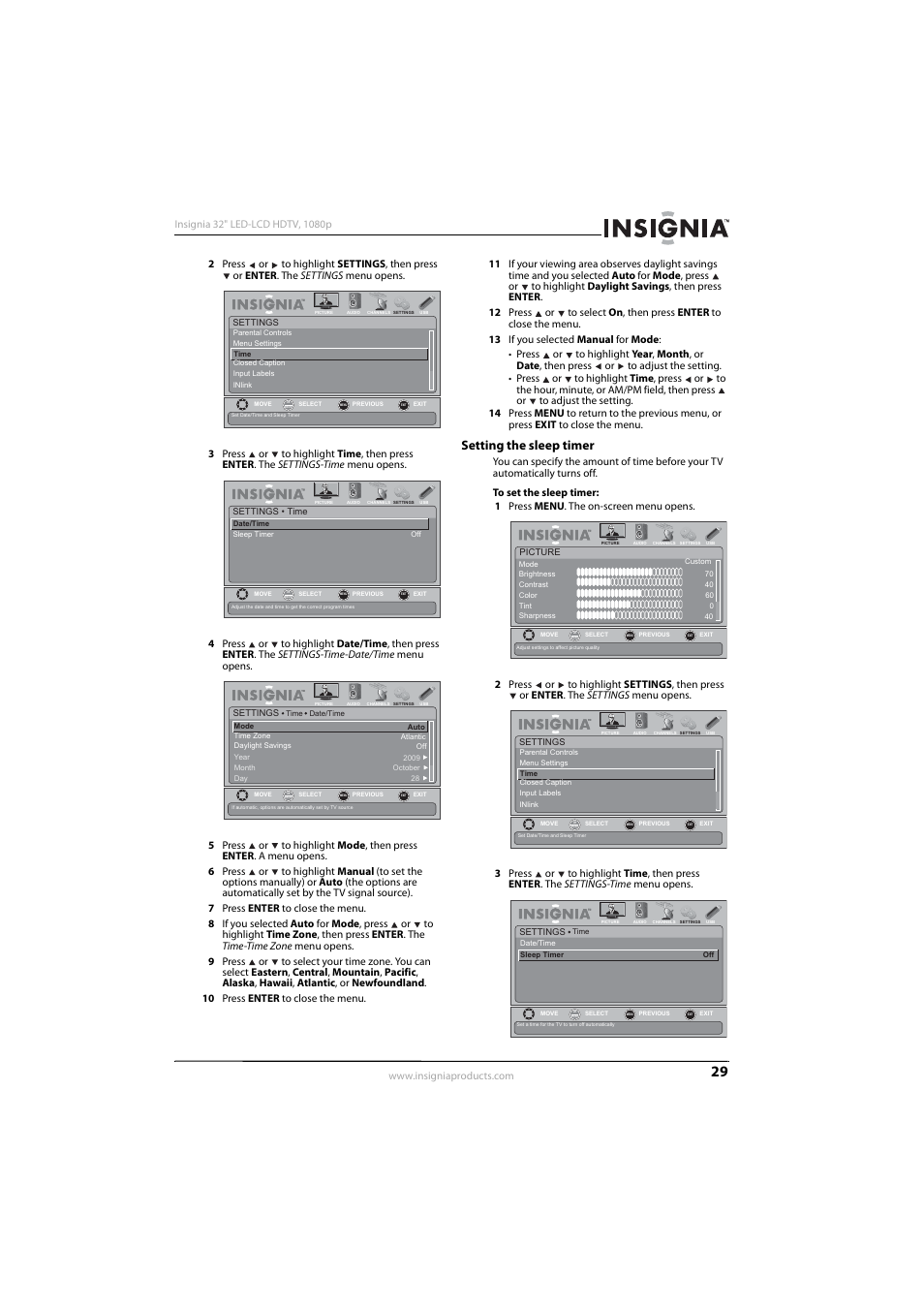 Setting the sleep timer | Insignia NS-32E570A11 User Manual | Page 33 / 48