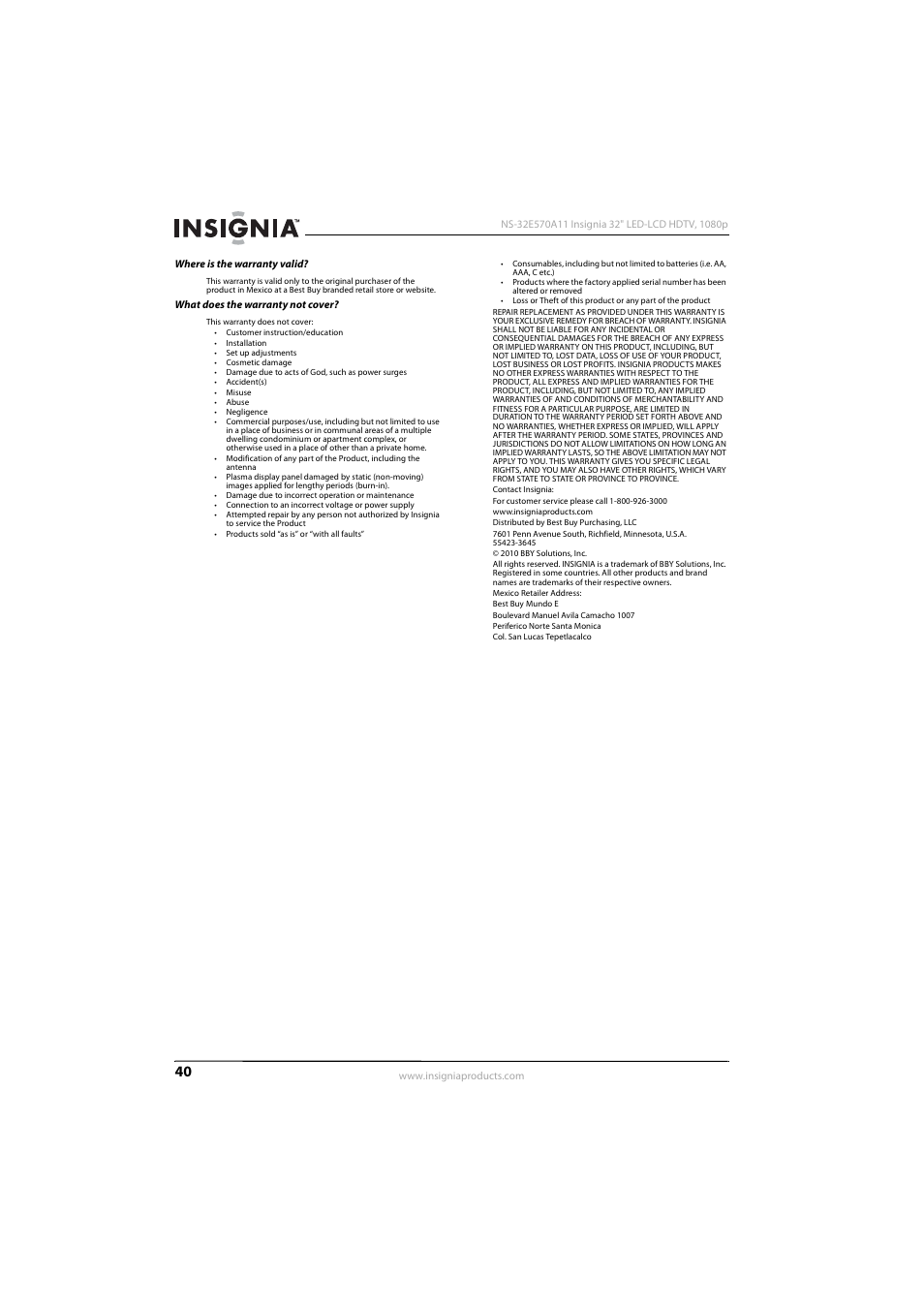 Insignia NS-32E570A11 User Manual | Page 44 / 48