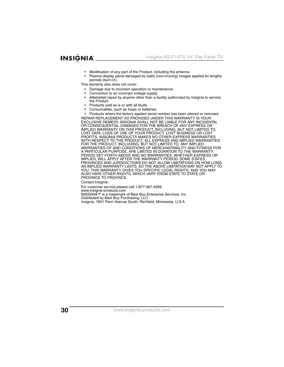 Insignia NS-F14TV User Manual | Page 30 / 94