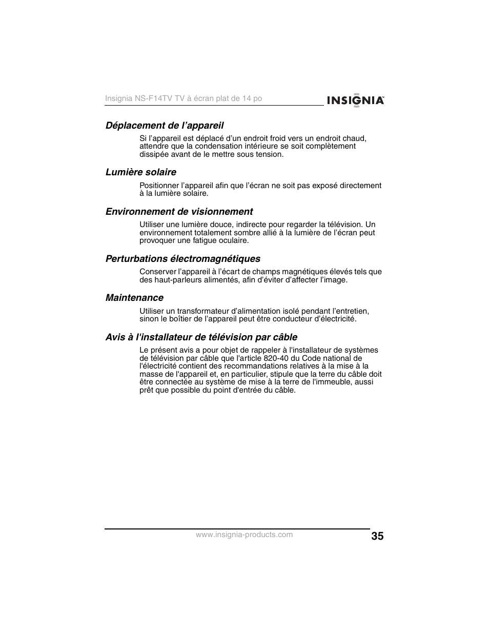 Insignia NS-F14TV User Manual | Page 35 / 94