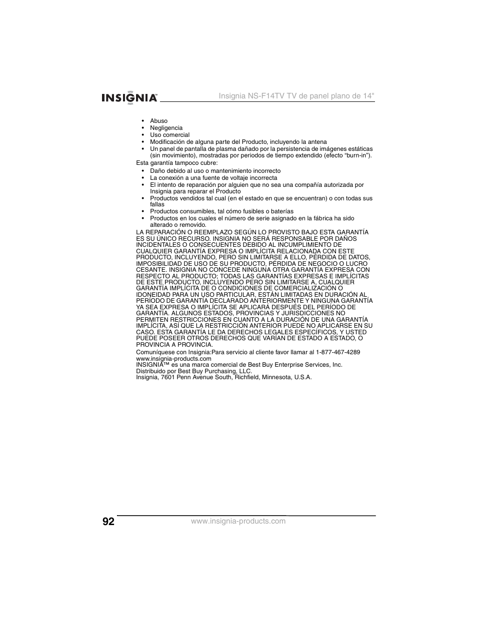 Insignia NS-F14TV User Manual | Page 92 / 94