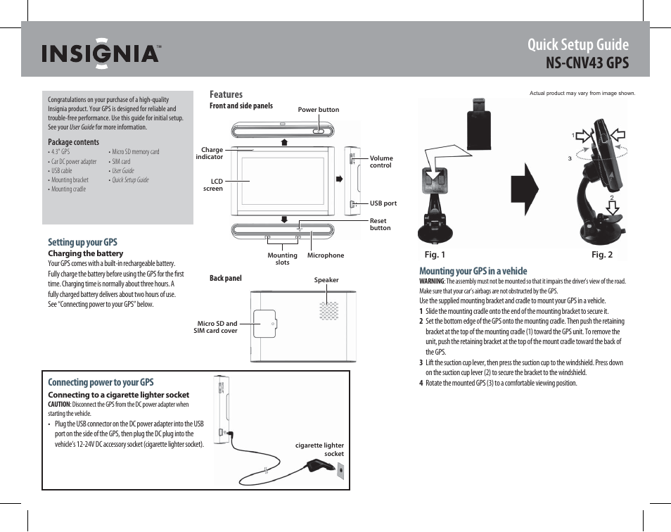 Insignia NS-CNV43 GPS User Manual | 2 pages