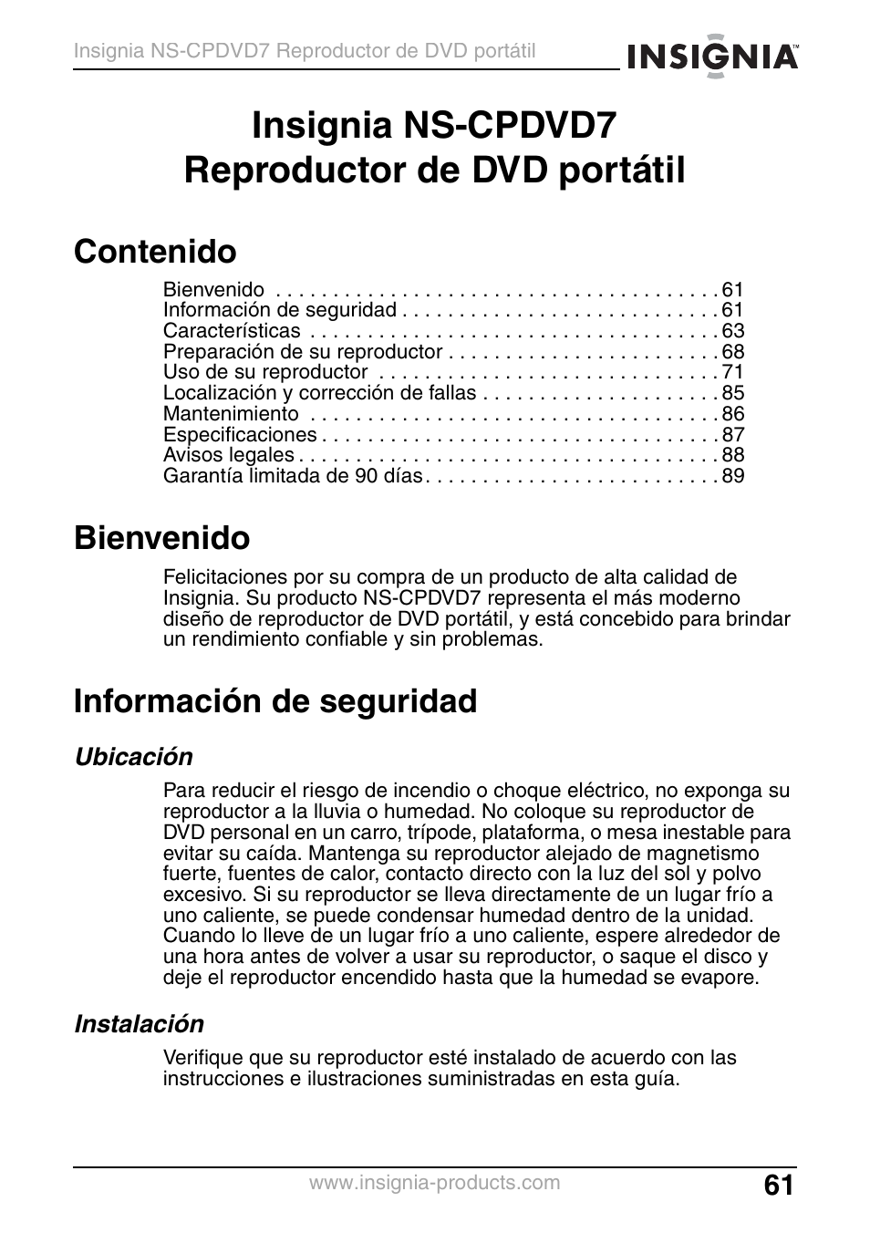 Insignia NS-CPDVD7 User Manual | Page 63 / 96
