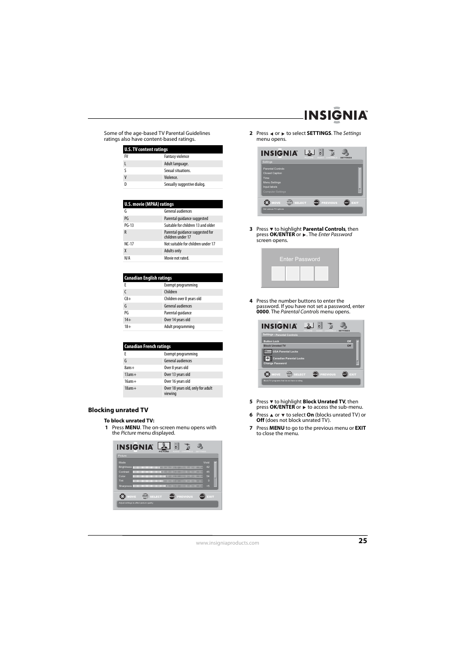 Blocking unrated tv | Insignia NS-L42Q-10A User Manual | Page 29 / 60