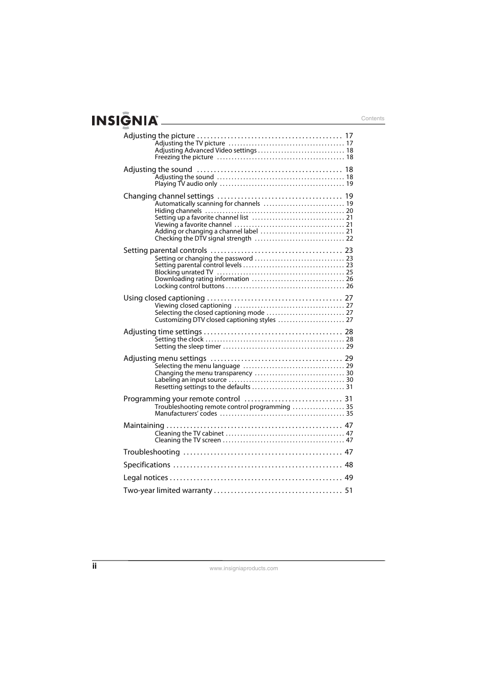 Insignia NS-L42Q-10A User Manual | Page 4 / 60