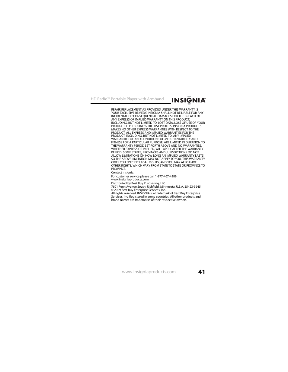 Insignia NS-HD01 User Manual | Page 41 / 44