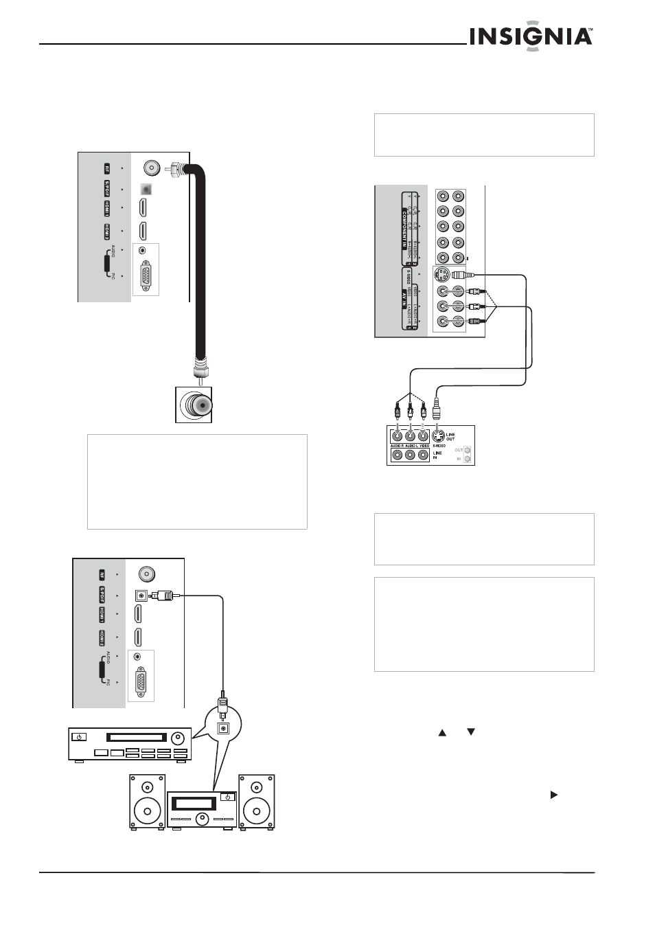 Connexion de l’antenne, Connexion d’une audio numérique optique, Connexion d’un magnétoscope | Insignia NS-LCD37 User Manual | Page 41 / 100