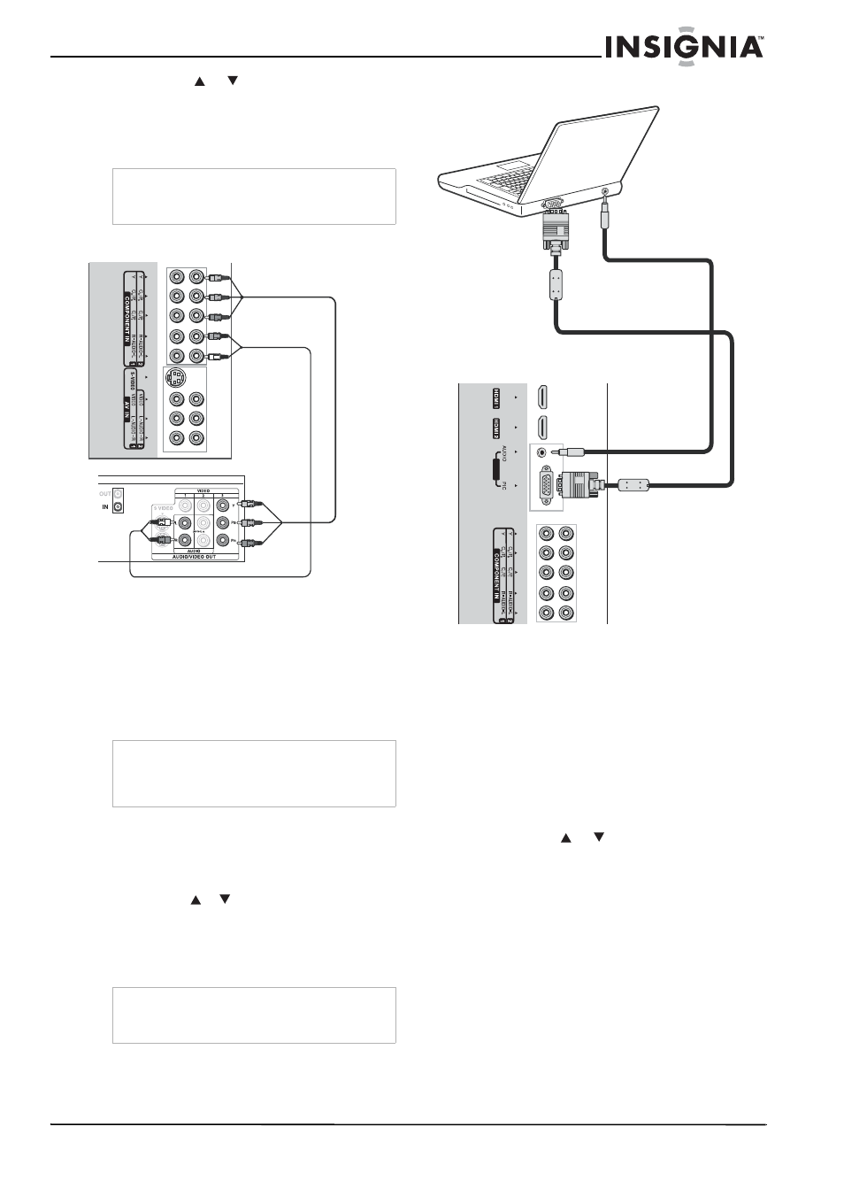 Connexion d’une vidéo composantes, Connexion d’un ordinateur | Insignia NS-LCD37 User Manual | Page 43 / 100