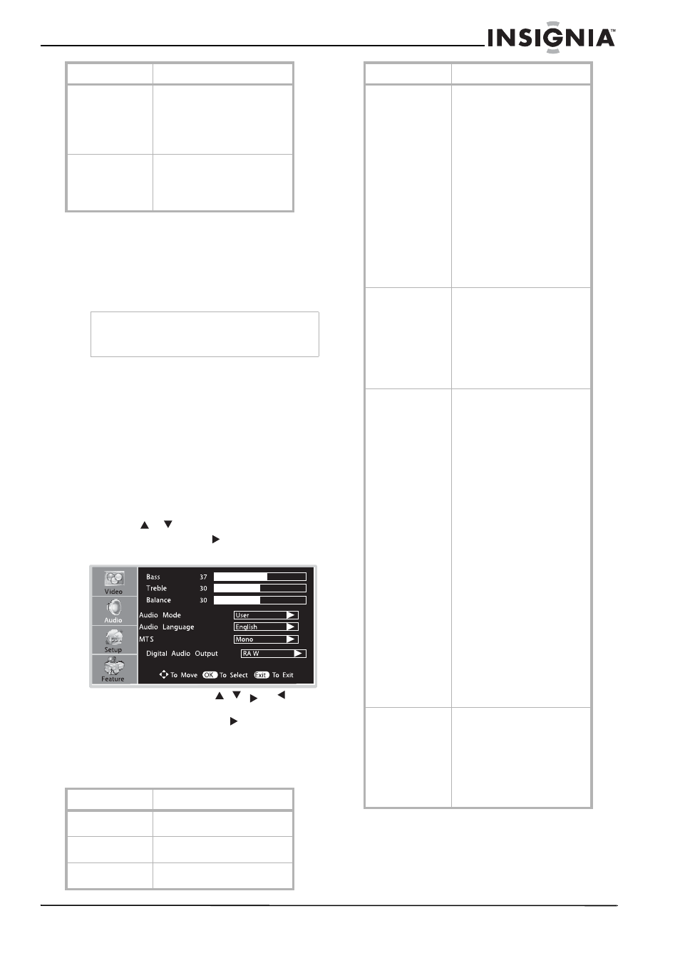 Congelamiento de la imagen, Ajuste del volumen, Personalización del sonido | Insignia NS-LCD37 User Manual | Page 81 / 100