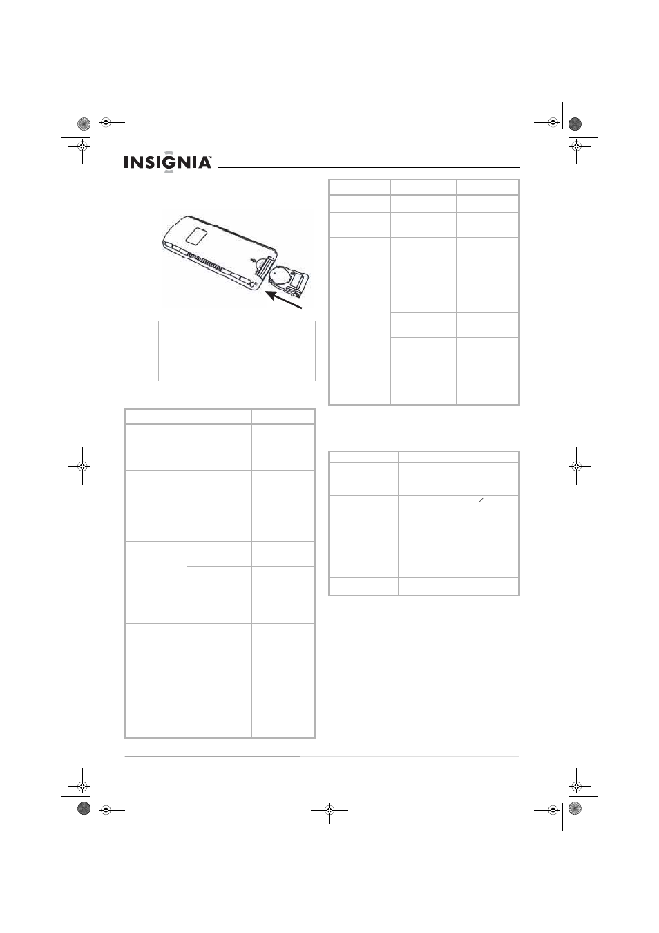 Solución de problemas, Especificaciones, Solución de problemas especificaciones | Insignia NS-M10OHD User Manual | Page 36 / 38