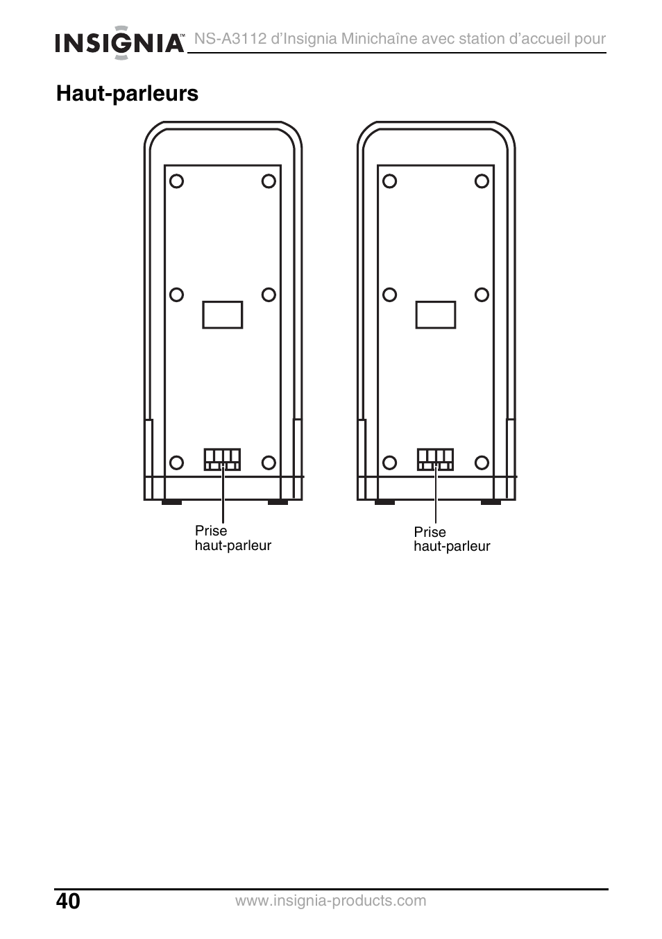 Haut-parleurs | Insignia NS-A3112 User Manual | Page 40 / 100